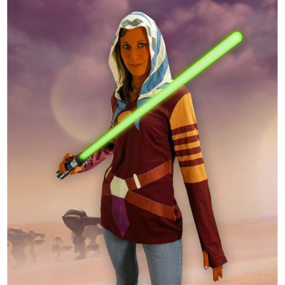 Star Wars Her Universe Ahsoka Tano Costume Hoodie Shirt XL Maroon Orange Cotton